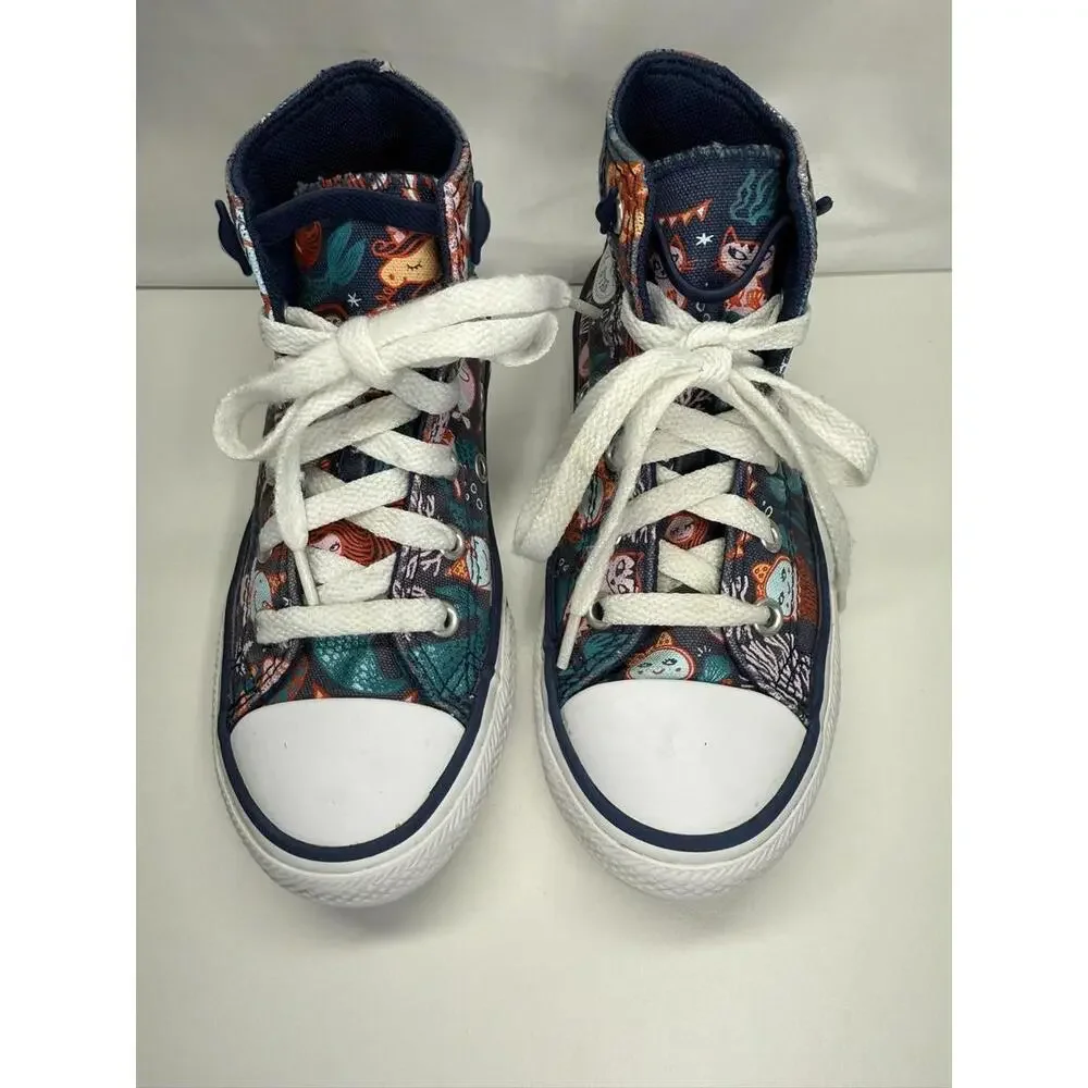 Converse Chuck Taylor All Star Shoes Youth‎ Size 12 High Top Mermaid Print Navy